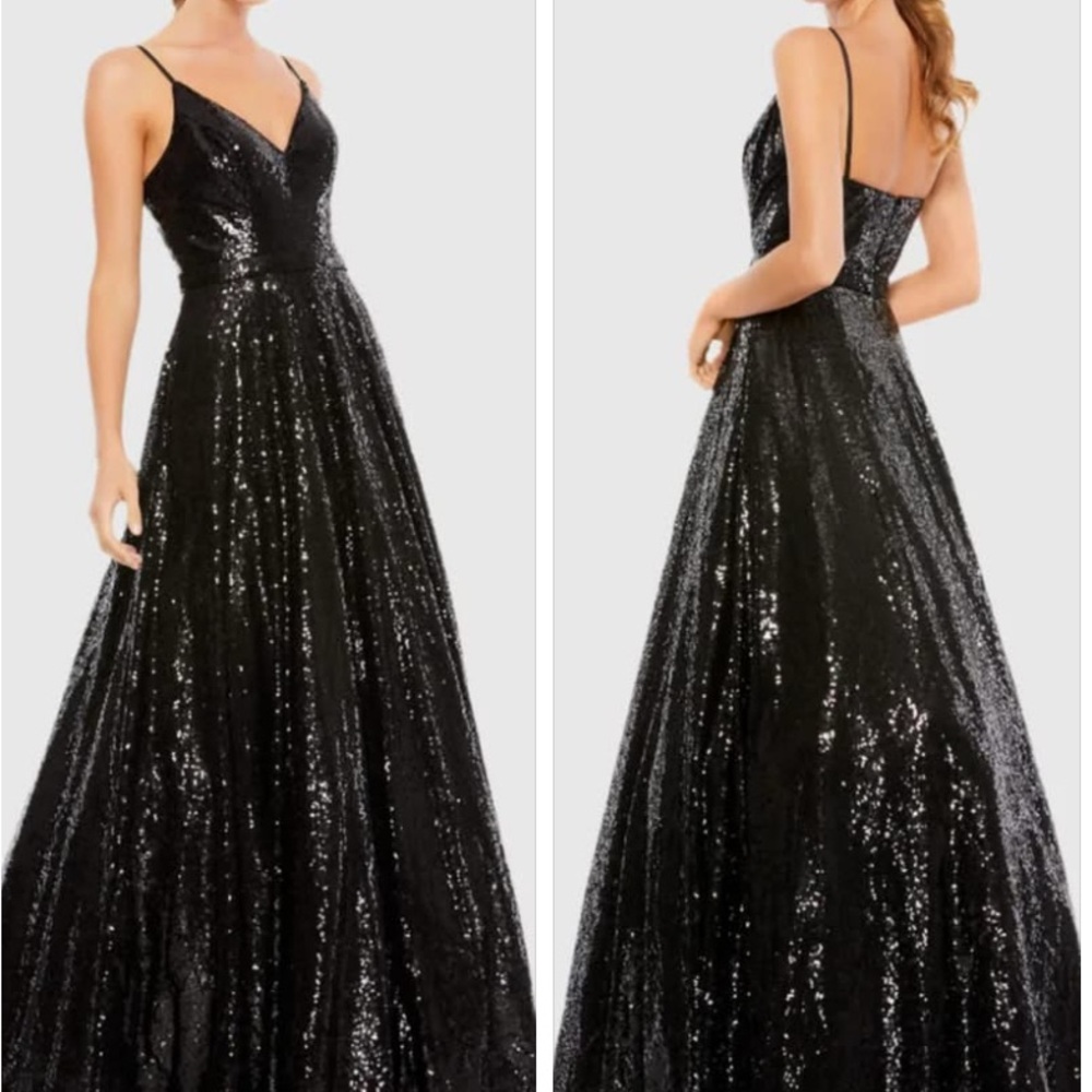 Mac Duggal Black Sequin Prom Dress